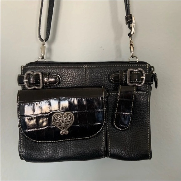 Brighton Handbags - Brighton Black Leather Crossbody Convertible Bag
